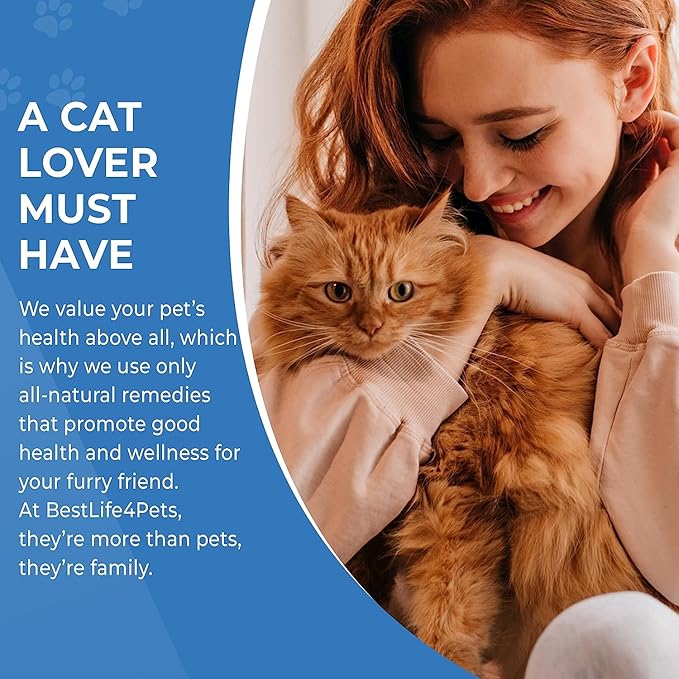 BestLife4Pets Peaceful Paws Cat Calming Pills Aggression & Anxiety Management for Stress, Spraying, Territorial Behavior - Natural Calming Solution for Cats - Non-Drowsy Relief