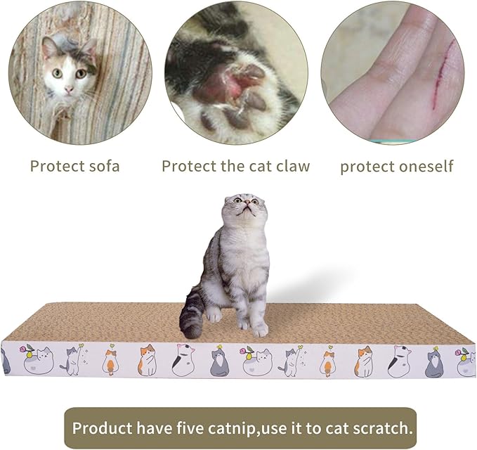 5 Packs with Box cat Scratch pad Reversible cat Scratcher Cardboard cat scratchers for Indoor Cats Sleep Play and Grind Claws