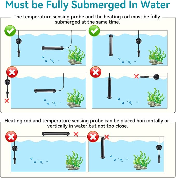 hygger Marine Aquarium Heater 100W,Titanium Heater with Digital LED Controller & Temperature Probe,Submersible Fish Tank Heater with Temperature Calibration,for Saltwater Freshwater Tank 15-20Gallon