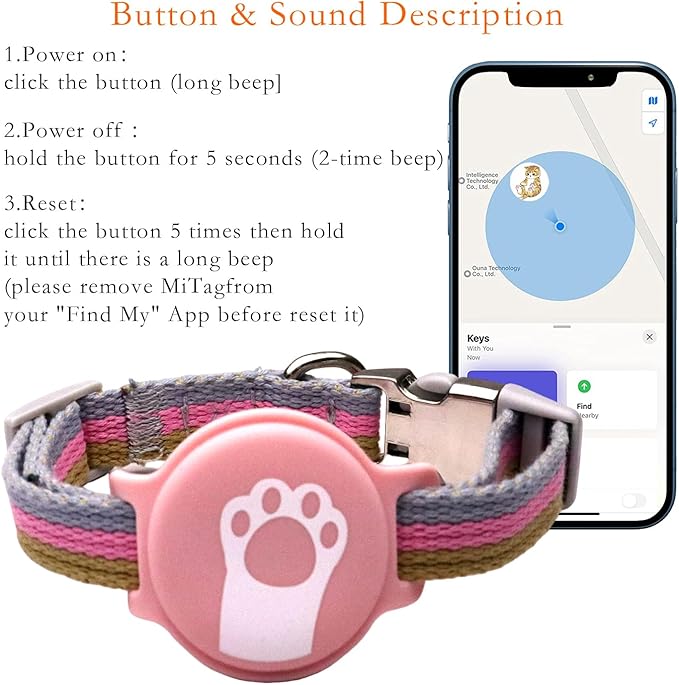 Cat Locator Pet GPS Tracker Collar - Fi Finder & Activity Monitor with Perimeter Control Adjustable Collar, IP68 Waterproof Tracking Device,Real-Time Tracking, No Monthly Fees (Only iOS)