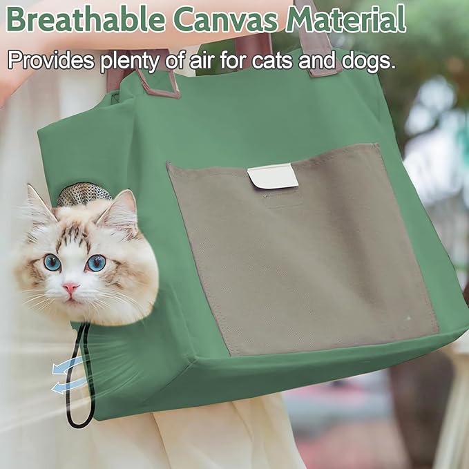 Fhiny Cat Purse Carrier, Small Dog Carrier Tote Breathable Pet Carrier Bag Soft Sided Adjustable & Foldable Kitten Travel Bag for Cats Kittens Rabbits Small Dogs Shopping Travel
