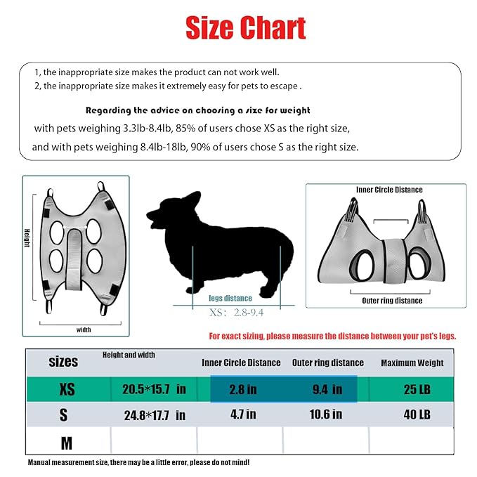 Cat and Dog Grooming Hammock with Safety Belt for Nail Clipping、Grooming.Cat bathing bag for cat nail trimming ,Pet Claw Care bag, Dog Grooming Harness(XS,Be Sure To Check The Size Chart)
