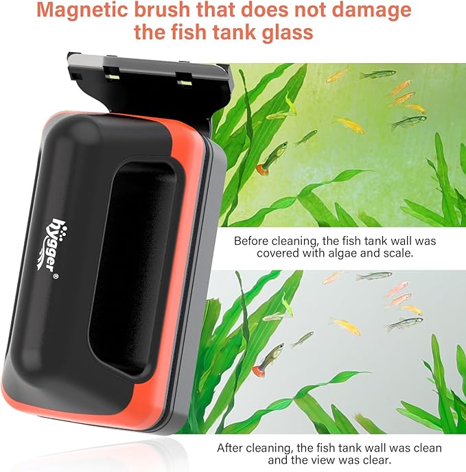 hygger Fish Tank Magnetic Glass Cleaner Two Detachable Algae Scraper for Aquarium Fish Tank,Floating Scrubber Brush Glass Algae Magnet Cleaning Tool for Small Aquariums Tank