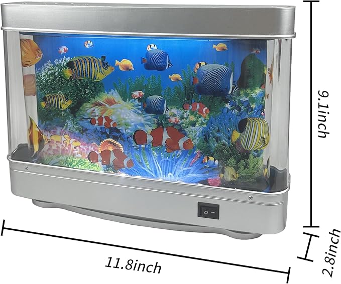 Fake Fish Tank Mini Aquarium,Artificial Tropical Fish Decorative,Fake Aquarium Decorative Lamp,Aquarium Lights Motion Lamp Night Light with Moving Fish,Gift for Kids(US Plug)