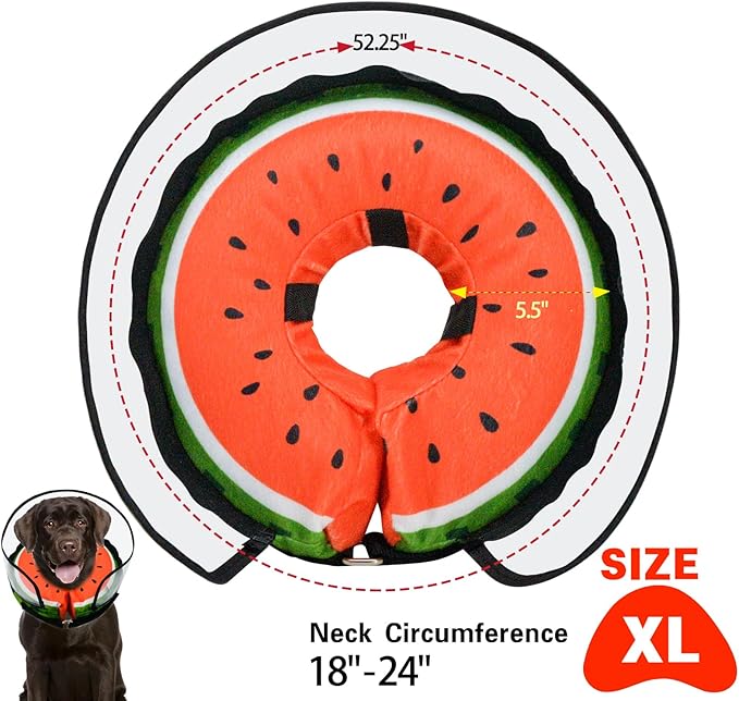 Dog Cone,Dog Surgery Collar,Dog Cones for Small Medium Large Dogs,Inflatable Cone for Dogs,Watermelon Dog Cone Collar, Does not Impede Vision Dog Recovery Collar