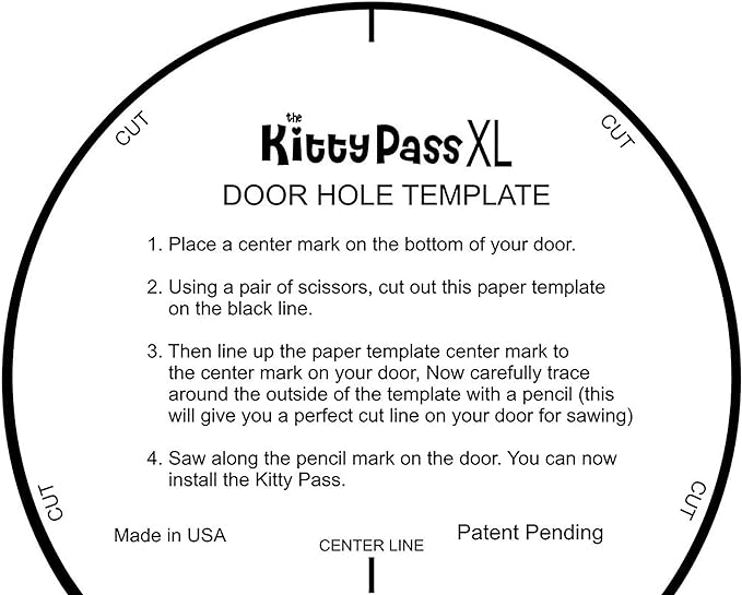 XL Cat Door for Interior Door - Cat Hole Kitty Door for Hidden Litter Box - Pet Door for Cats up to 30 lbs - Semi Gloss White Extra Large Cat Door Interior Door