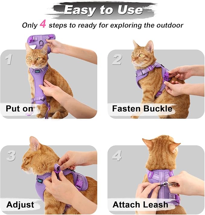 Supet Cat Harness and Leash Set for Small to Large Cats Adjustable Cat Vest Harness with Reflective Trim Universal Cat Leash and Harness for Cats/Puppies Outdoor Walking