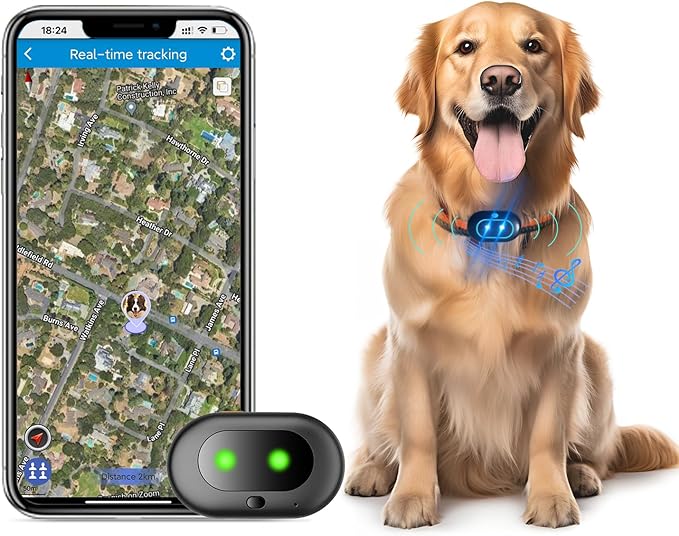GPS 4G Tracker & Health Monitoring for Dog with LED Light Up,Sounding, Waterproof GPS Location & Smart Pet Activity Tracker, Super long standby time, Unlimited Range use for dogs collar