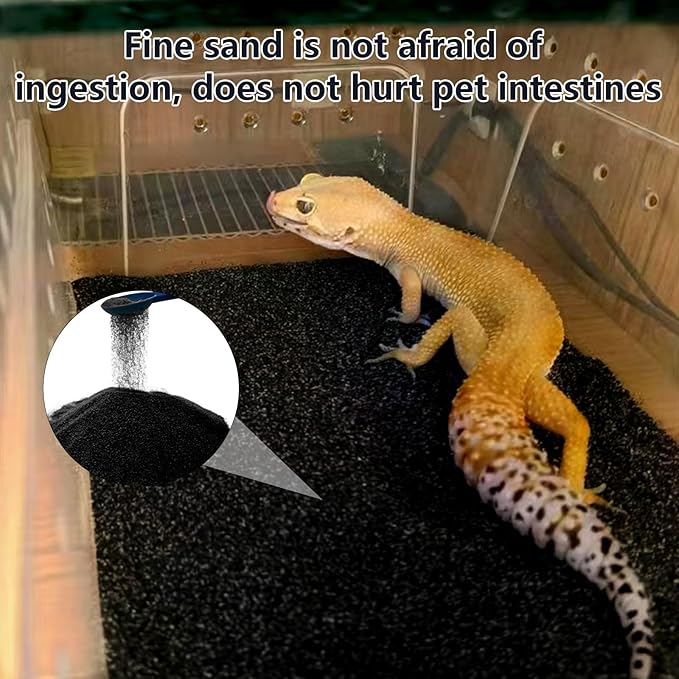 BNOSDM Reptile Sand Bearded Dragons Substrate Sands Lizard Terrarium Bedding Desert Blend for Snakes Geckos Chameleon Tortoise Frogs Scorpion Invertebrates Amphibian(Black)