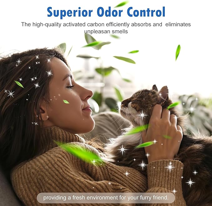 12 Pack Air Purifier Pad for Catit Airsift Jumbo/Regular/Smartsift Litter Box, Dual Action Filter to kepp Catit Litter Box Fresh Smell,Cat Litter Box Filters Pads Replacement