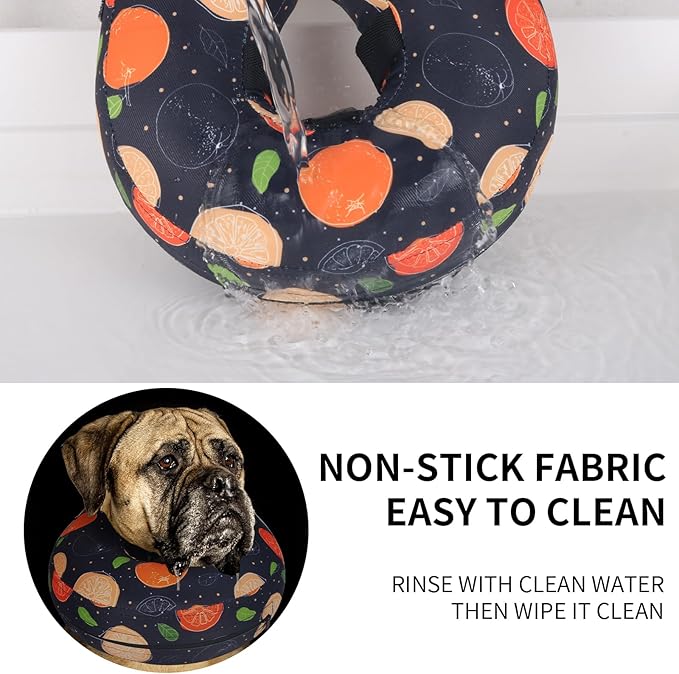 Protective Inflatable Dog Cone After Surgery, Soft Inflatable Donut Collar for Dogs and Cats, Prevent from Biting & Scratching, Not Block Vision (Black Cone Collar XL)