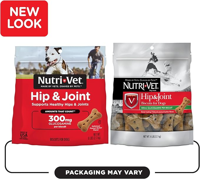 Nutri-Vet Hip & Joint Biscuits for Dogs - Tasty Dog Glucosamine Treat & Dog Joint Supplement - Large Sized Biscuit with 300mg Glucosamine - 4 lb