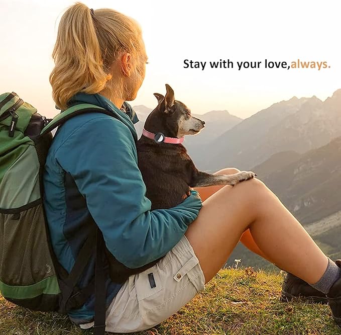 2022 Airtag Cat Collar Holder, Small Air tag Cat Collar Holder Compatible with Apple Airtag GPS Tracker, 2Pack Waterproof Case Cover for Cat Dog Pet Collar Within 3/8 inch (Black&Pink)