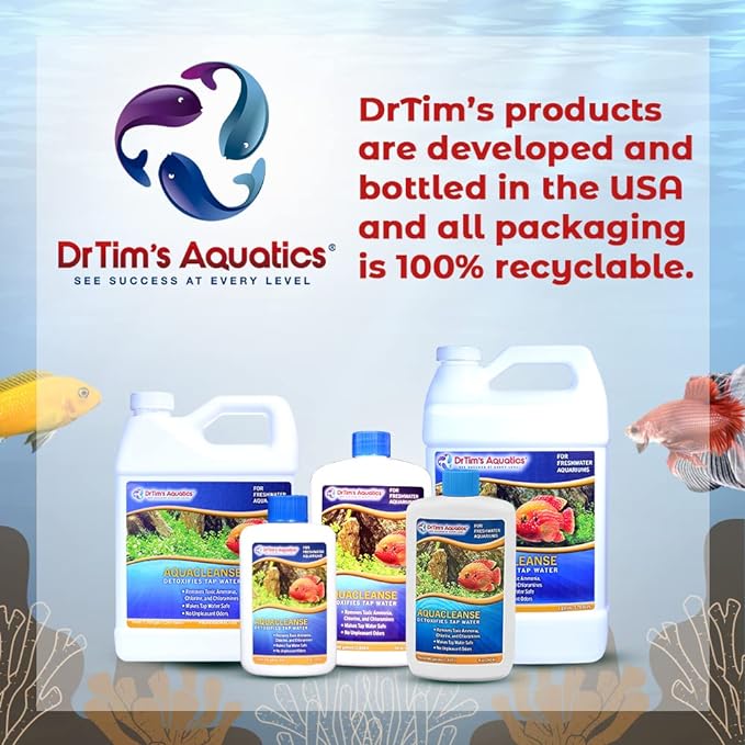 DrTim’s Aquatics AquaCleanse for Freshwater Aquariums – Tap Water Detoxifier: Dechlorinator & Ammonia Remover for New & Cycled Fish Tanks 16 oz.