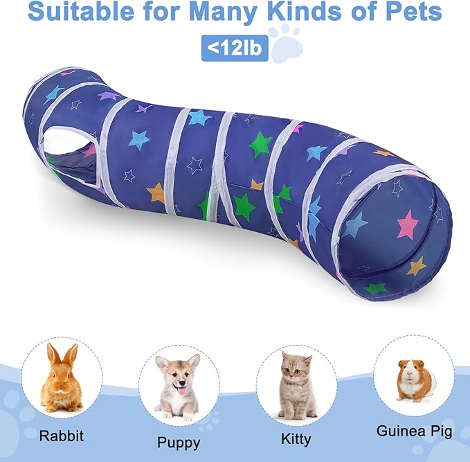 Cat Tunnel, Cat Tunnels for Indoor Cats, S-Shape Peekaboo Cat Cave with Cat Toys, Foldable Cat Tubes and Tunnels for Cats, Rabbit, Puppy, Guinea Pig