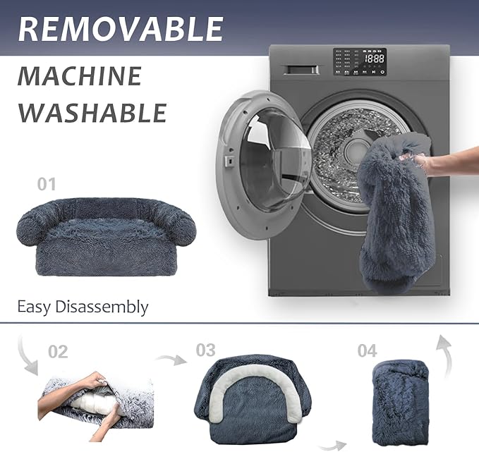 Dogs/Cats Bed Mats, Couch Cover for Dogs, Sofa Style Luxurious Mat for Pets, Waterproof Lining and Nonskid Bottom Perfect on Dog Crate, Cat Cage or in The Car. (Dark Gray, XXLPlus)