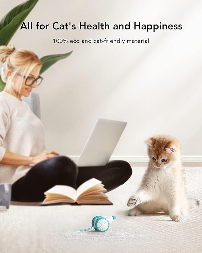 PETLIBRO Interactive Cat Toys for Indoor Cats, Automatic Cat Toy with LED Lights, Cat Mouse Toys, Smart Sensing Moving Electric Cat Toys, USB Rechargeable