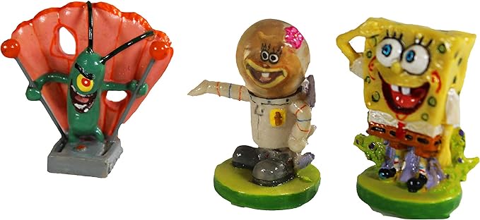 Penn-Plax Officially Licensed Spongebob 6 Piece Mini Aquarium Ornament Set – Great for Saltwater and Freshwater Tanks
