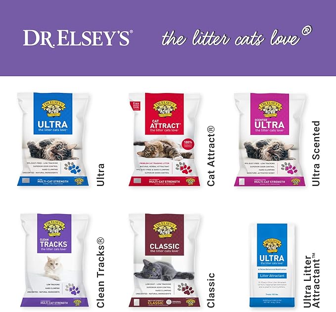 Dr. Elsey's Premium Clumping Cat Litter - Clean Tracks - Low Dust, Low Tracking, Hard Clumping, Superior Odor Control, Unscented & Natural Ingredients 40 LBS