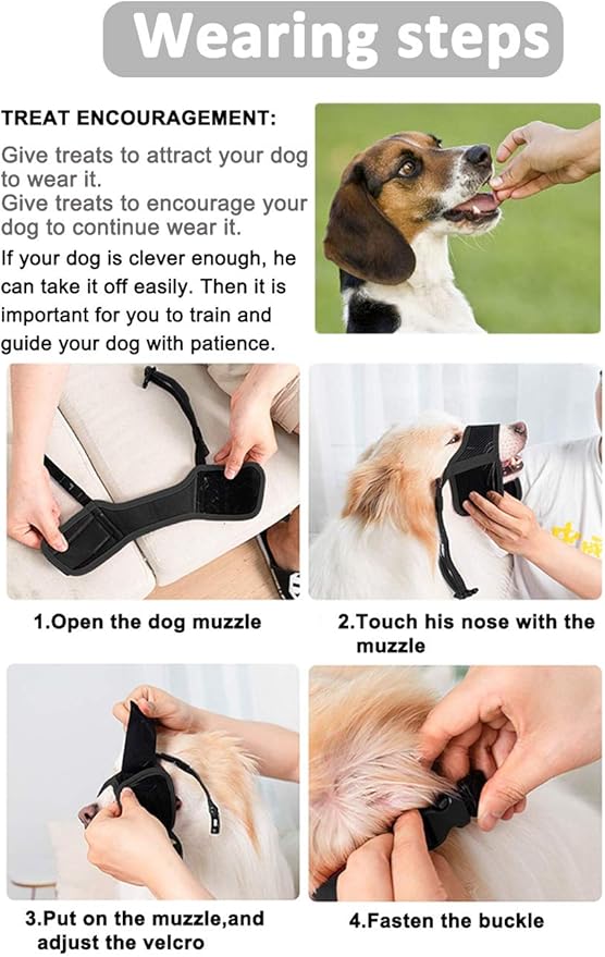 LUCKYPAW Dog Muzzle Anti Biting Barking and Chewing with Comfortable Mesh Soft Fabric and Adjustable Strap, Suitable for Small, Medium and Large Dogs(Gray Trim,XXL)