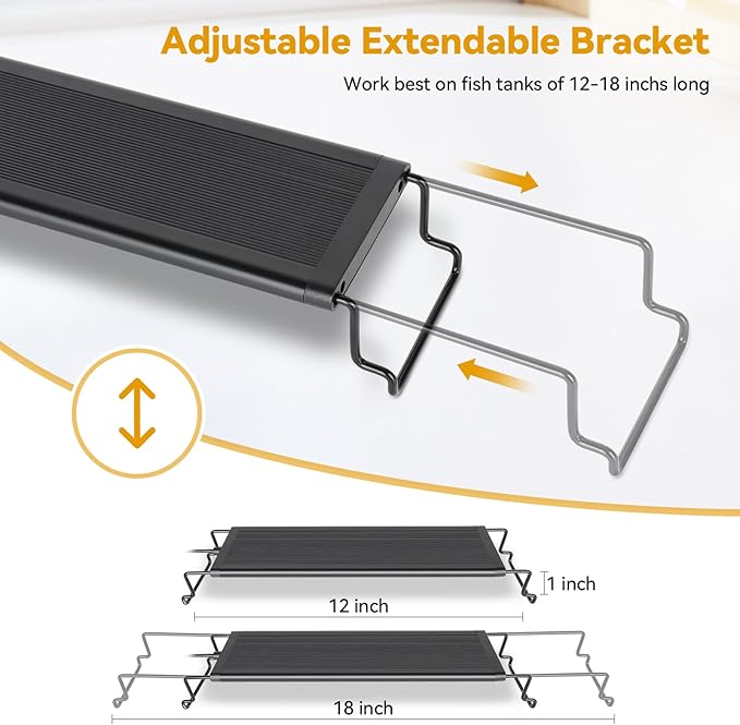 hygger 14W 24/7 Lighting Aquarium LED Light, Sunrise-Daylight-Moonlight and DIY Mode, Adjustable Timer/Brightness/Color Full Spectrum Aquarium Light with Extendable Bracket for 12-18 Inch Fish Tank