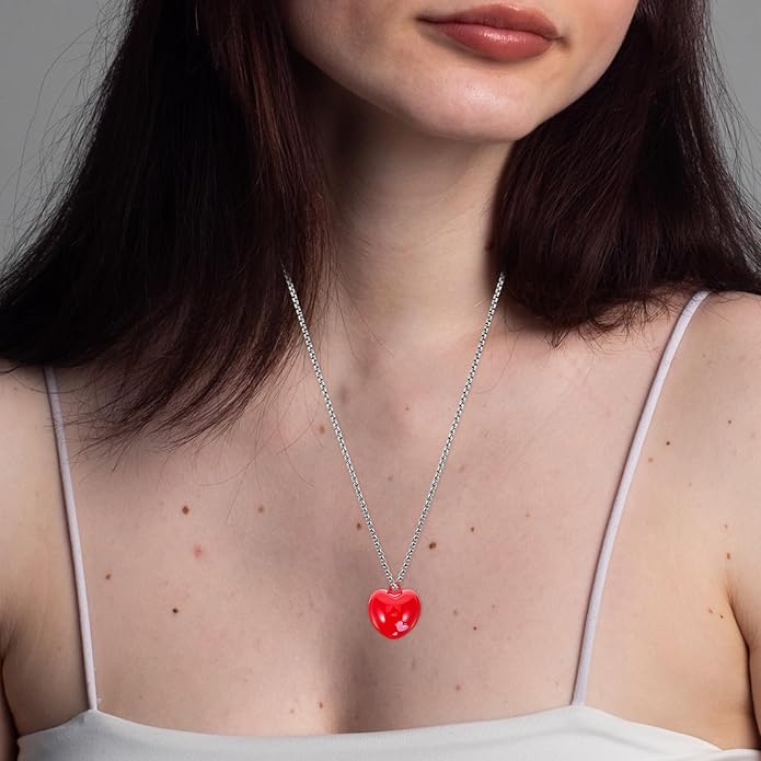 Kisangel 6Pcs Red Cat Collar Bell Heart Shaped Bell Jewelry Charms Pet Collar Pendant Training Charm Pendants Red Heart Keychain Charm for Pet Cat Dog Necklace Collar DIY Keyring Pendant