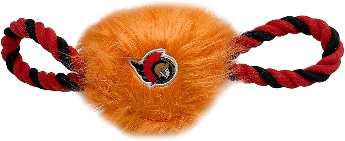 Pets First NHL Ottawa Senators Mascot Toy for Dogs & Cats. Cute & Entertaining Face with Heavy-duty Ropes. 7" Chewy Cartoon Toy with Inner Squeaker