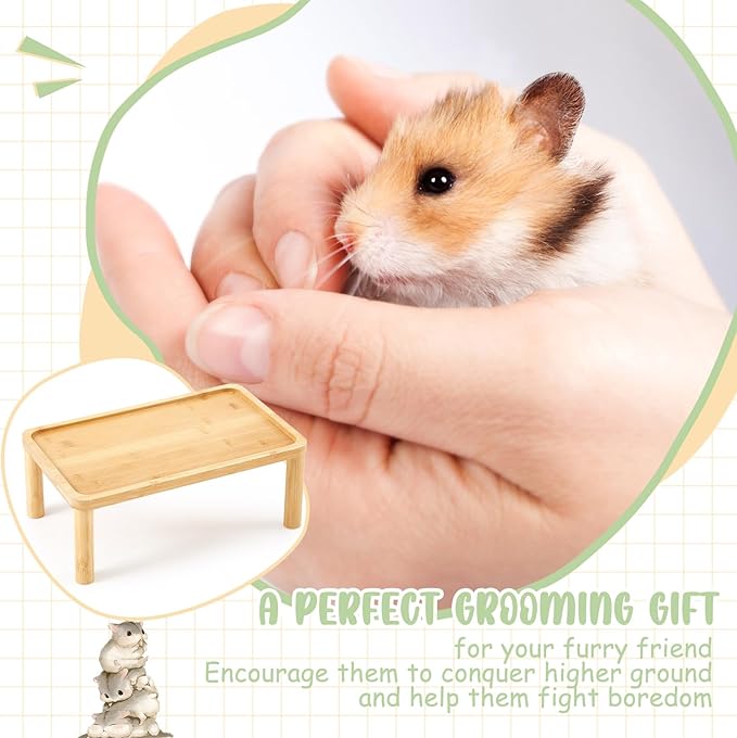 Anti Slide Hamster Wheel Platform Hamster Play Wooden Platform Hamster Platform for Silent Hamster Wheel Acrylic Wheel Wooden Wheel Cage Accessories (Rectangular Style)