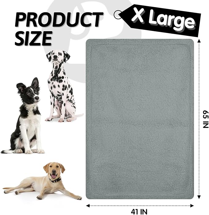 furrybaby Dog Blanket Soft Dog Blankets for Large Dogs Puppy Essentials Washable Sherpa Fleece Cat Blanket 41x65 Inches for Bed Furniture Couch Sofa (X Large, Grey)