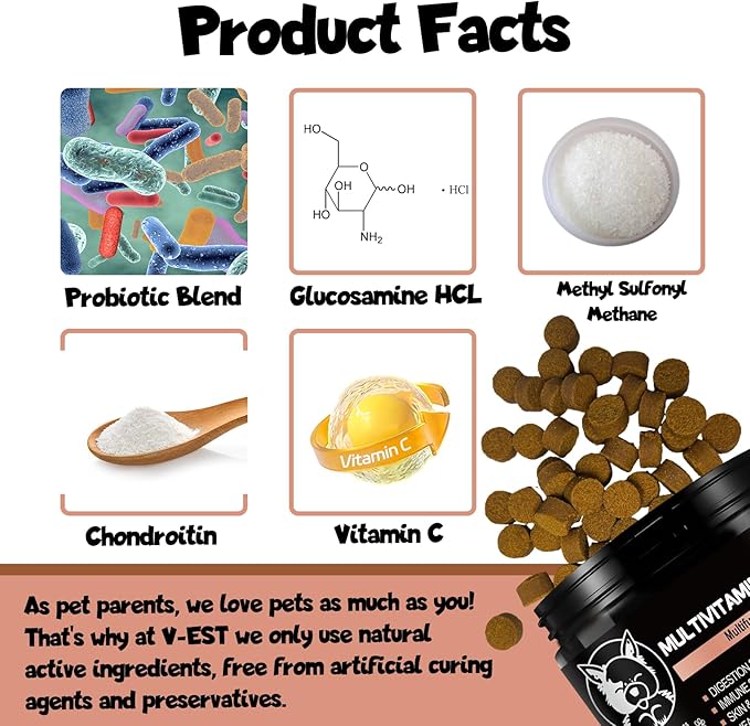 Pets - Dog Supplements & Vitamins -Dog Zinc Supplement - Pets Vitamins Supplements - Dog Vitamin B12 - Dog Multivitamin - Organic Dog Vitamins - Probiotic - Puppy Vitamins - Vitamin for Dogs