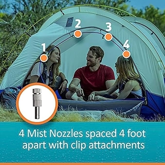 EXTREMEMIST Portable Misting System - 4 Mist Nozzles | Easy to Setup | 16 ft. Mist Line for Outdoor Patios, Golf Carts, Greenhouses, Canopy, Decks & More - Cools The air up to 30Β°F (17Β°C)!