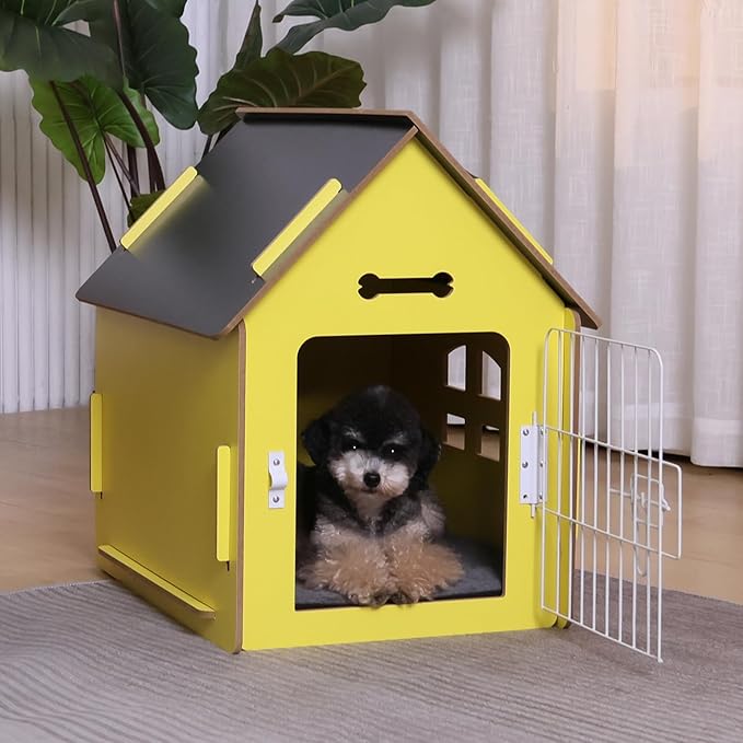 Dog House Indoor for Small Dogs or Cats, Cozy wooden design, Small indoor bed house, with Air Vents and Elevated Floor Warm Dog Cave
