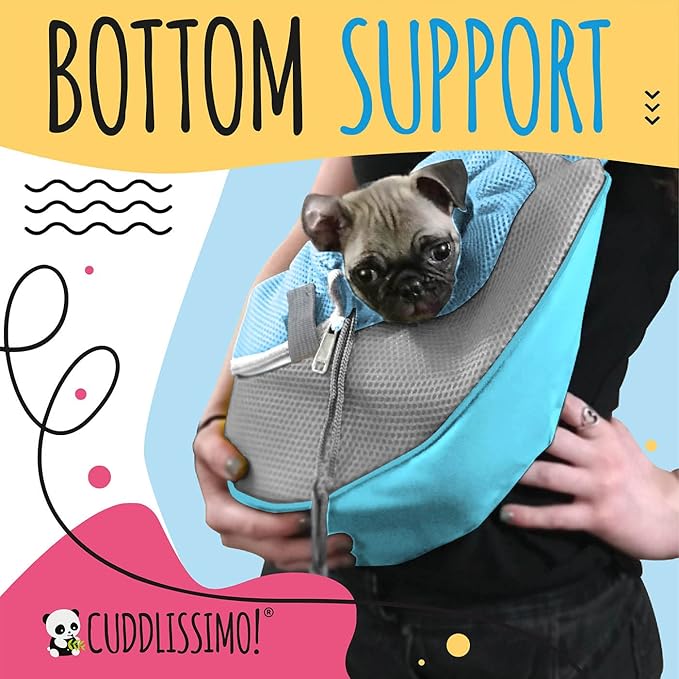 Pet Sling Carrier - Small Dog Puppy Cat Carrying Bag Purse Pouch -For Pooch Doggy Doggie Yorkie Chihuahua Baby Papoose Bjorn -Travel Front Backpack Chest Body Holder Pack To Wear (Blue-L)