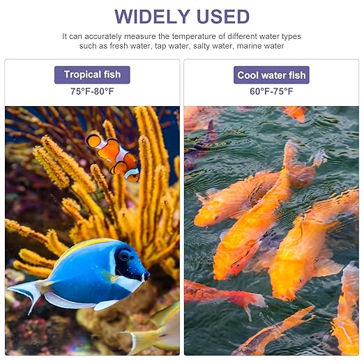 JXTZ Aquarium Thermometer, Digital LED Fish Tank Thermometer with Touch Buttons, High Accuracy Stick-on Thermometer, Energy-Saving, Range of 32℉-140°F, for Fish, Axolotl, Turtle, Aquatic, Planted