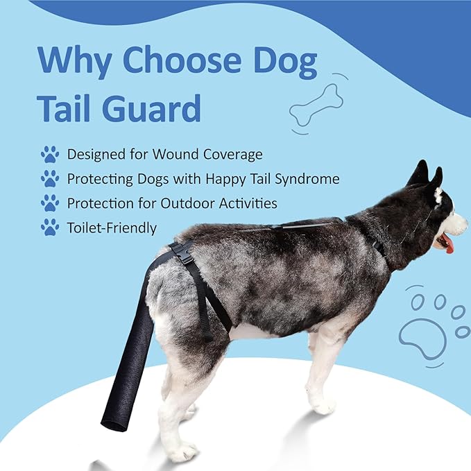 BARKLESS Dog Tail Protector, Dog Tail Guard for Medium Large Dogs, Adjustable Dog Tail Cover to Prevents Licking Wounds, Breathable Tail End Bag for Happy Tail Syndrome Recovery