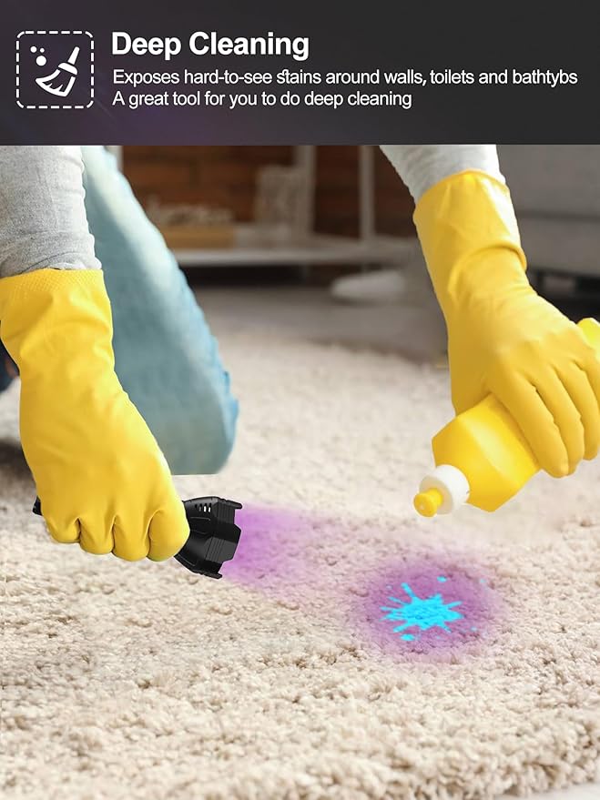 Black Lights UV Flashlight USB Rechargeable, 51 LED 365nm & 395nm Ultraviolet Flashlights, Blacklight for Pet Urine Detection, Portable Handheld Wood's lamp for Cat Ringworm,Bed Bug,Scorpions Hunting