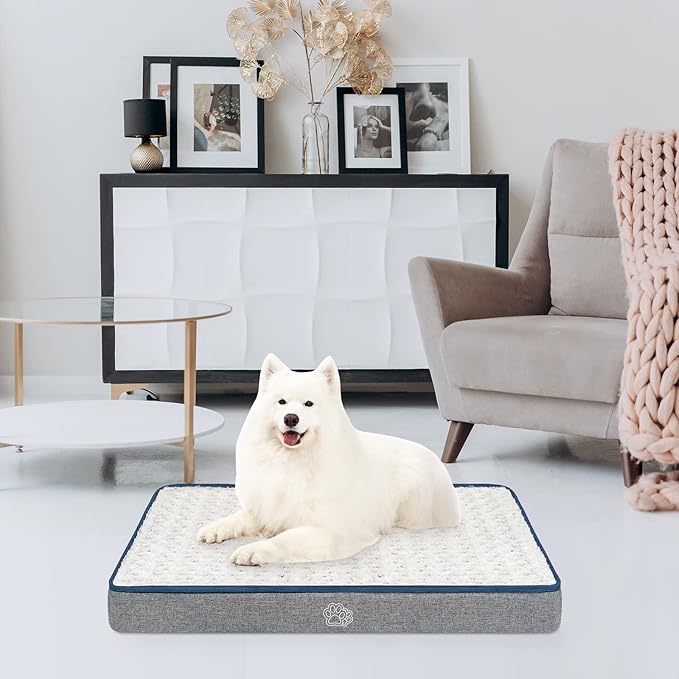 EMPSIGN Reversible Cool and Warm Dog Bed for Crate Pad, Pet Beds with Washable and Removable Cover, Dog Crate Bed Sleeping Mats, Bed for Dog Crate for Large Medium Small Dogs, Grey