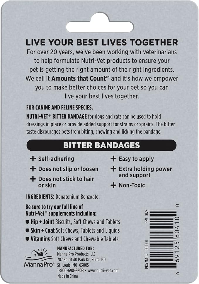 Nutri-Vet Bitter Bandage for Dogs and Cats | Help Prevent Chewing | 2 inches
