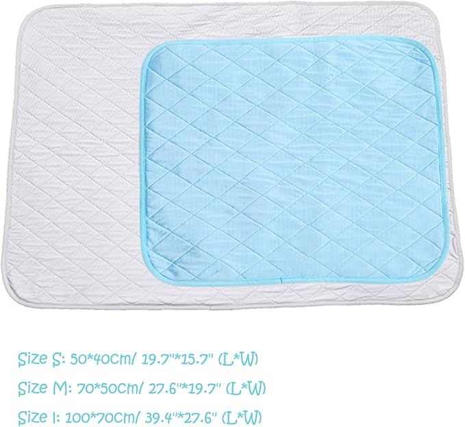 SEIS Dog Ice Pad Ice Silk Cats Kennel Mat Pet Cooling Pad Summer Cool Bamboo Mat Breathable Pad (Solid Blue, M