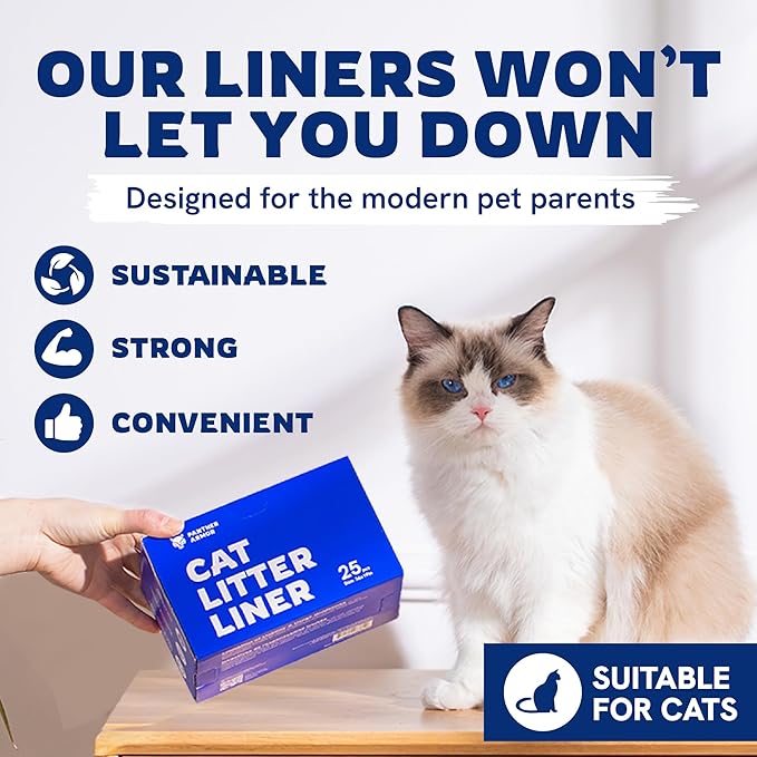 Panther Armor Jumbo Cat Litter Box Liners with Drawstring, 50 count, Extra Large Elastic Liners, Unscented Cat Litter Liners to Keep Your Home Clean, Kitty Litter Bags, Cat Waste Bags, Pet Supplies