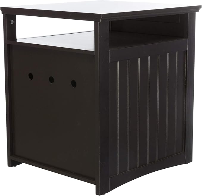 TRIXIE Furniture Style Litter Box Enclosure with Shelf, Indoor Pet Home, Espresso Brown