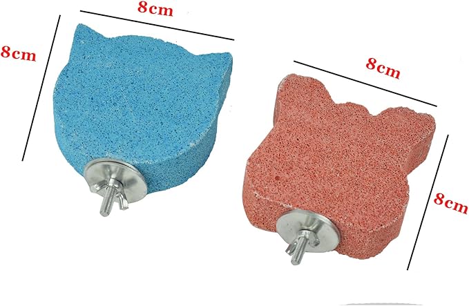 2 Pcs Bird Cage Grinding Platform Stand Parrot Calcium Perch Small Animals Beak Stone Foot Claws Trimmer Parakeets Natural Chewing Toys for Small Medium Birds Budgies Conures Cockatiels Rats