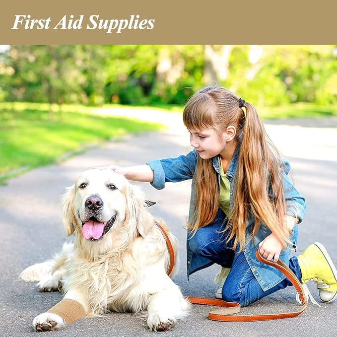 Vet Wrap for Dogs,2 Inches 5 Yards 12 Pack Self Adhering Bandage Wrap Stretchy,Flexible Wound Cohesive Bandages(Brown)