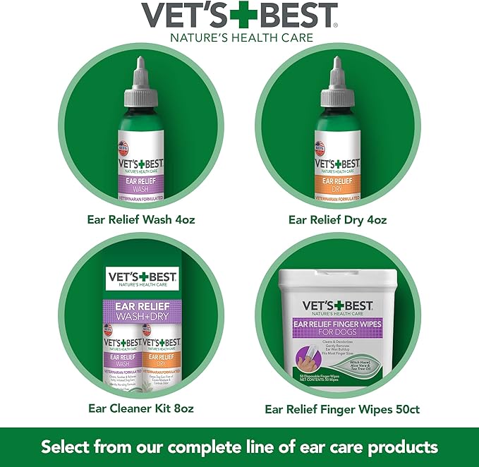 Vet's Best Ear Relief Wash Cleaner for Dogs, 16 oz Refill