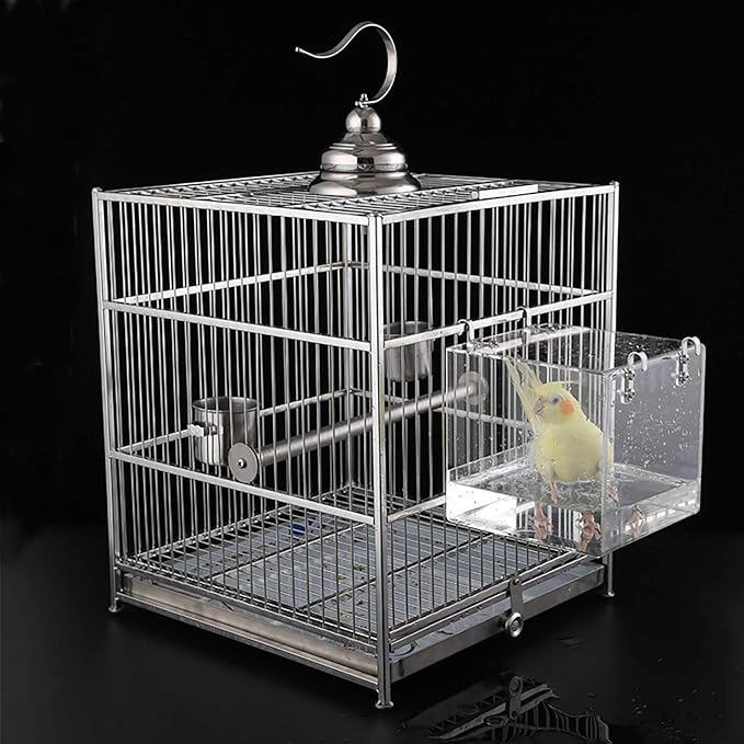 Bird Bath Cage, Cleaning Pet Supplies Cockatiel Bird Bathtub with Hanging Hooks for Little Bird Parrots Spacious Parakeets Portable Shower for Most Birdcage