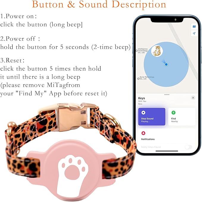 Cat Locator Pet GPS Tracker Collar - Fi Finder & Activity Monitor with Perimeter Control Adjustable Collar, IP70 Waterproof Tracking Device,Real-Time Tracking, No Monthly Fees (Only iOS)