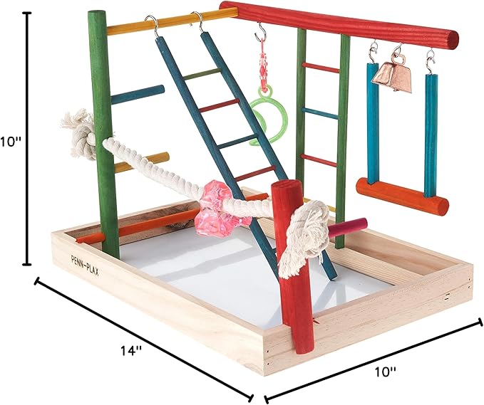 Penn-Plax Bird Life Wooden Playpen – Perfect for Cockatiels and Conures – Large