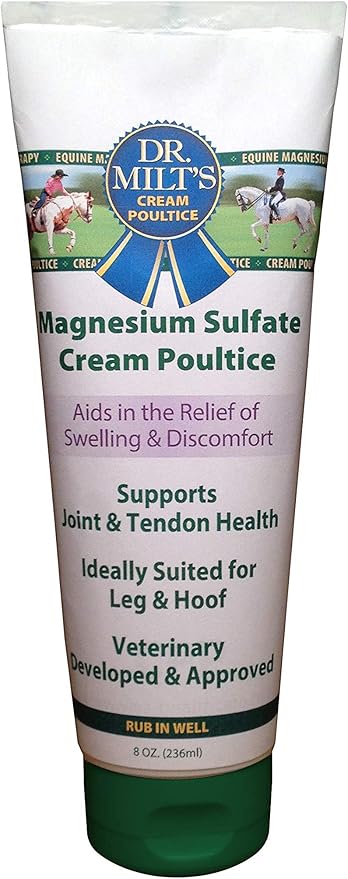 Horse Topical Epsom Salt Pain Relief Ointment Rub: Poultice and Liniment Cream. 1-8oz Cream