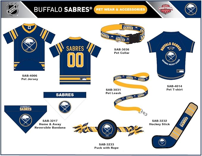 Pets First NHL Buffalo Sabres Leash for Dogs & Cats, Medium. - Walk Cute & Stylish! The Ultimate Hockey Fan Leash!, Medium (4 ft Long x 0.62 in Width) (SAB-3031-MD)