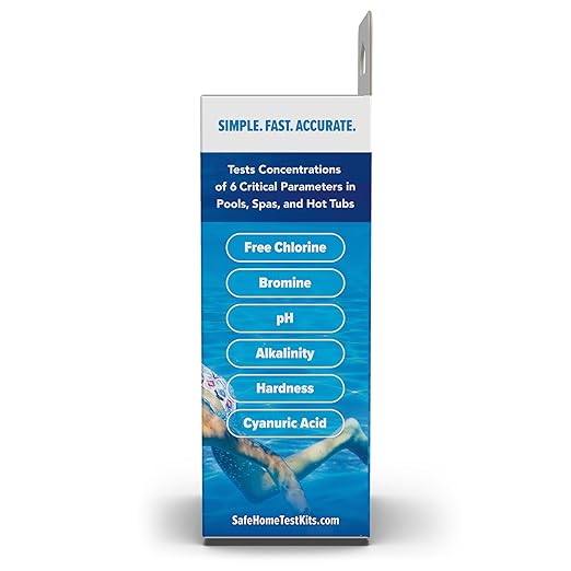 Safe Home® 6-Way Pool & Spa Care – 50 Medical Grade Strips/Kit – Test Freshwater or Saltwater – Chlorine, Bromine, pH, Alkalinity, Hardness, & Cyanuric Acid